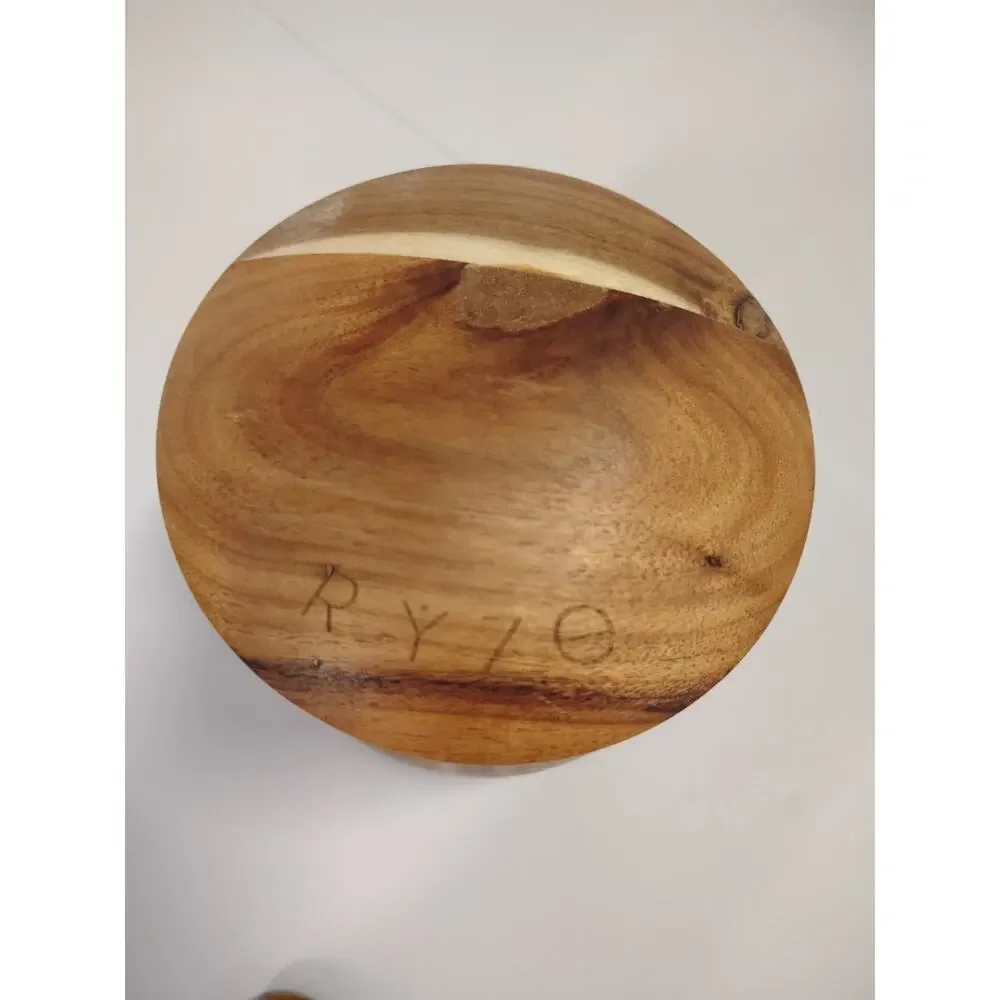 RYZE Mushroom Coffee Wooden Storage Container w/ Stir Stick NEW Acacia Wood